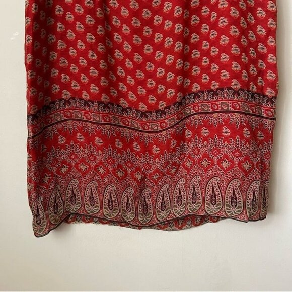 Vintage Robbie Bee Burnt Orange Red Paisley Pattern Sleeveless Silk Dress 10 - Picture 2 of 5